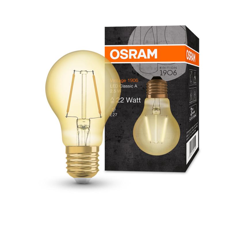 Lampa LED Vintage 1906 CL A Filament szkło przezroczyste GOLD 22 non-dim 2,5W 824 E27