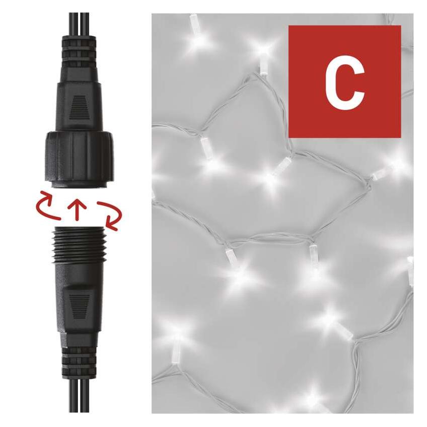 Lampki choinkowe Profi 50 LED 5m zimna biel biały przewód IP44 timer D2AC02 EMOS