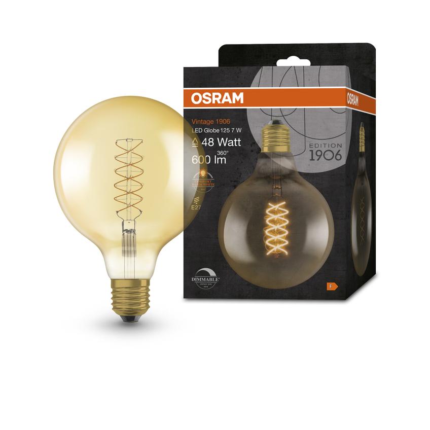 Lampa LED Vintage 1906LGL125D 7W/822 szkło przezroczyste E27