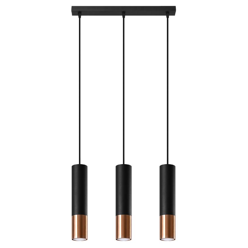 Sollux Lampa wisząca LOOPEZ 3L czarny/miedź