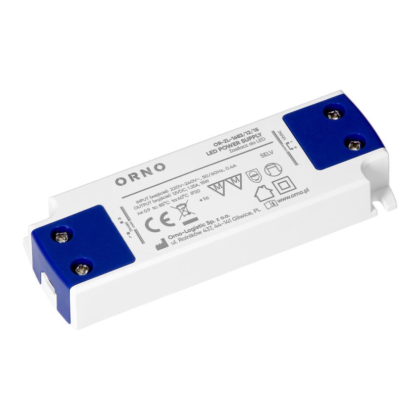 Zasilacz LED płaski, 12V DC, 15W, IP20 OR-ZL-1683/12/15 ORNO