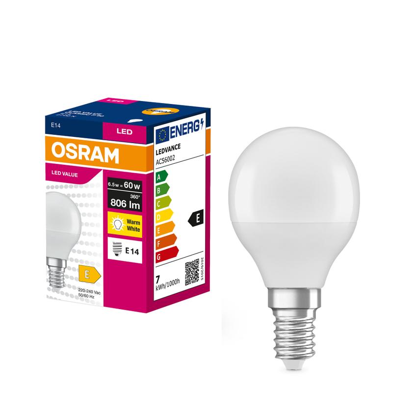 Lampa LED VALUE Classic P60 non-dim plastik 7,5W 827 E14