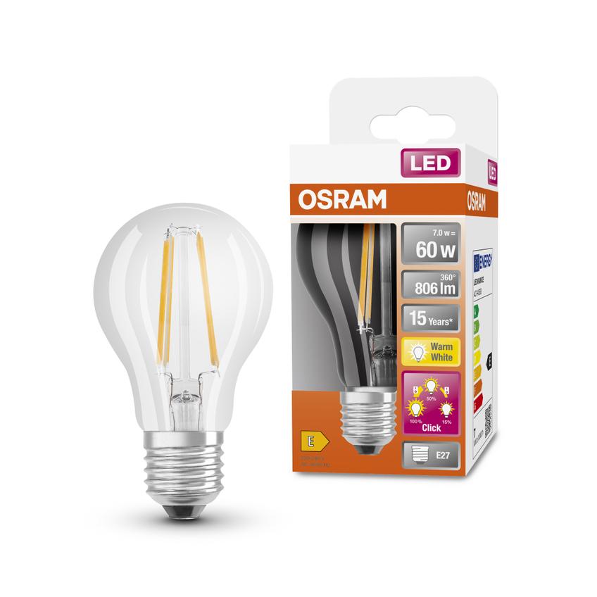 Lampa LED STAR+ CL A60 DIM Duo Click FILAMENT 7W 827 E27