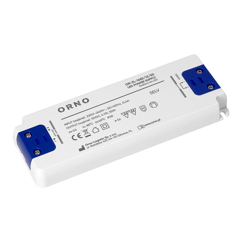 Zasilacz LED płaski, 12V DC, 50W, IP20 OR-ZL-1683/12/50 ORNO