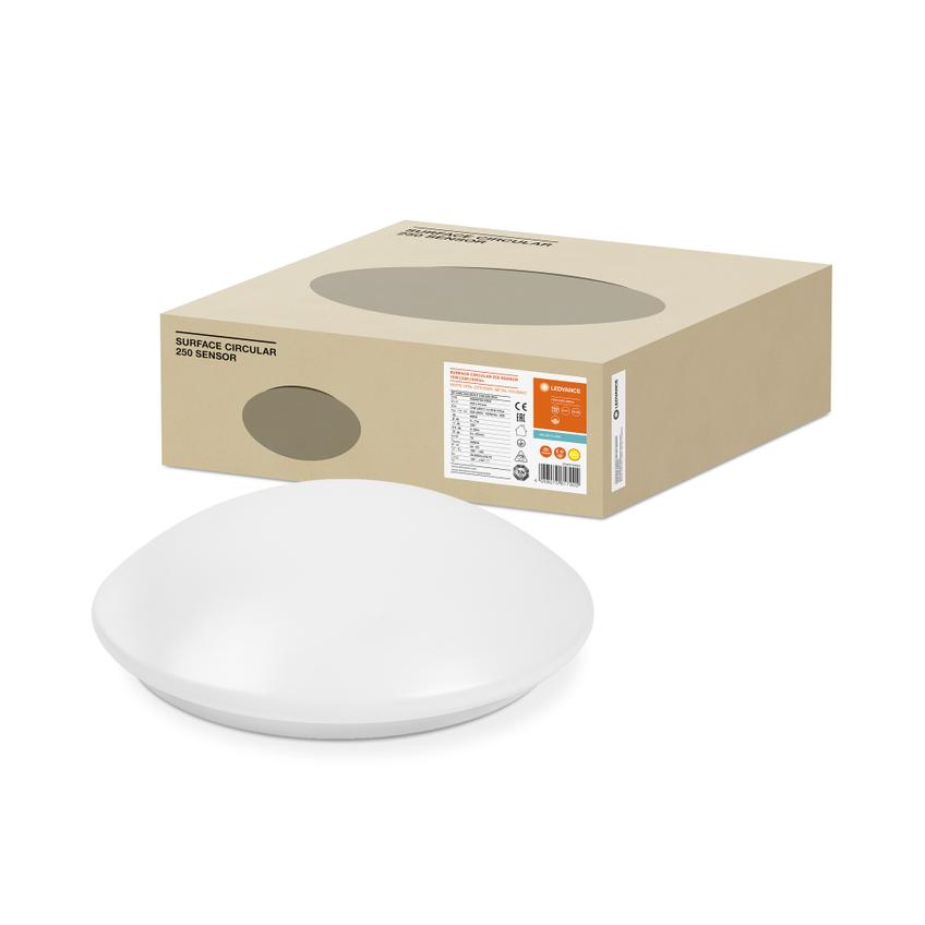 Oprawa ścienna SURFACE CIRCULAR 250 SENSOR 13 W 3000 K IP44 WT