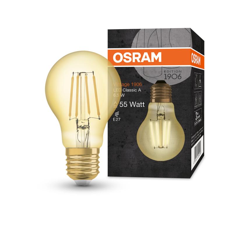 Lampa LED Vintage 1906 CL A Filament szkło przezroczyste GOLD 50 non-dim 6,5W 824 E27