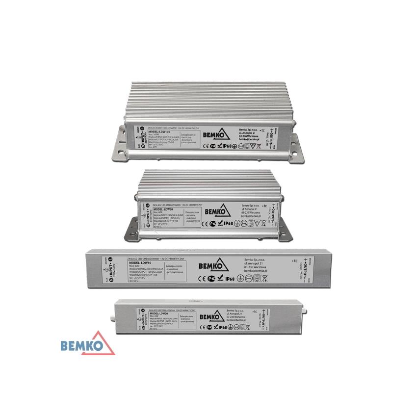 ZASILACZ ELEKTRONICZNY LED HERMETYCZNY IP68 12V 150W B42-LDW150 BEMKO