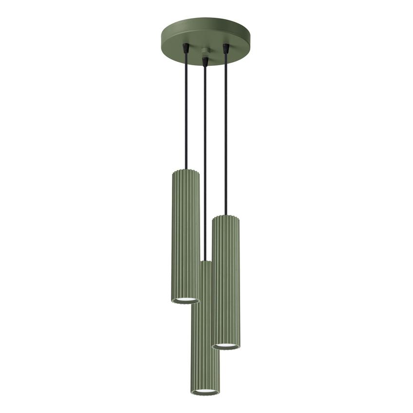 Sollux Lampa wisząca KARBON 3P zielona oliwka SL.1614