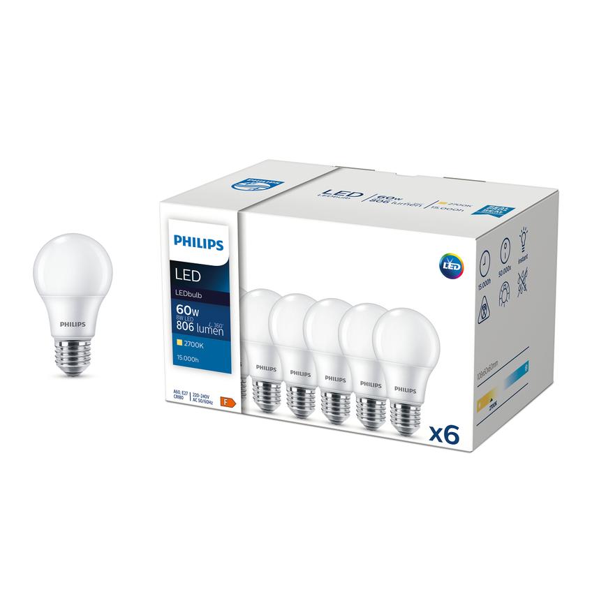 Żarówka LED 8W=60W 806lm 2700K barwa ciepła kulka 8-60W A60 E27 827 6CT 9,29002E+11 PHILIPS