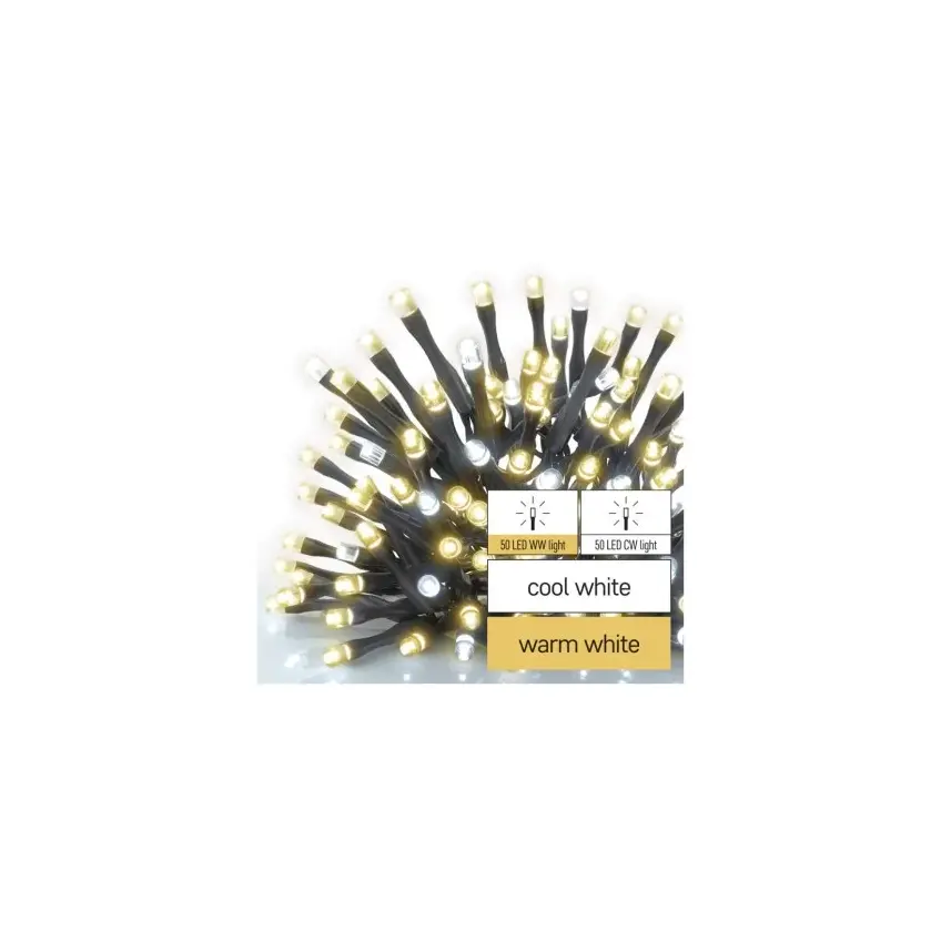 Oświetlenie łączone Standard - łańcuch 100 LED 10m ciepła + zimna biel, IP44, timer D1AN01 EMOS