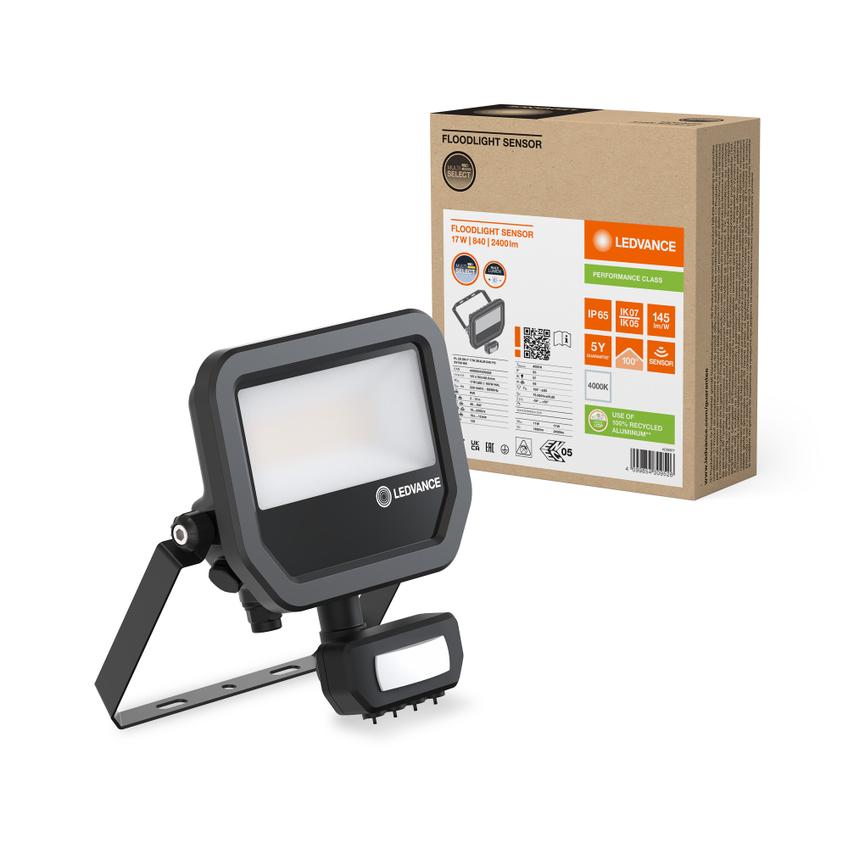 Naświetlacz LED z czujnikiem ruchu FLOODLIGHT sensor PFM G4 11W17W IP65 4000K 145lm/W czarny LEDVANC