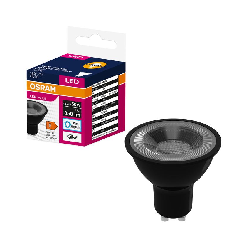 Lampa LED VALUE PAR16 50 120 4,5W/865 230V GU10 BK
