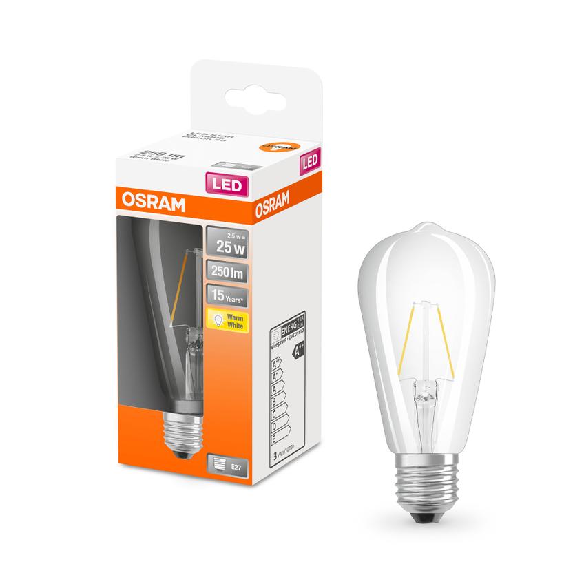 Lampa LED, klasyczny kształt bańki Edison 3W 827 230V szkło przezroczyste E27