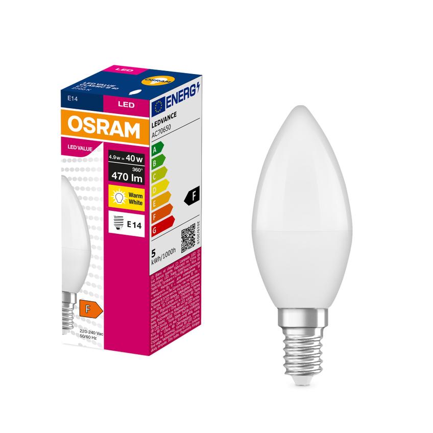 Lampa LED VALUE Classic B40 non-dim plastik 4,9W 827 E14
