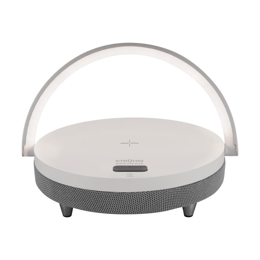 Lampka biurkowa SATURN LED SPEAKER biały głośnik USB C 03864 IDEUS