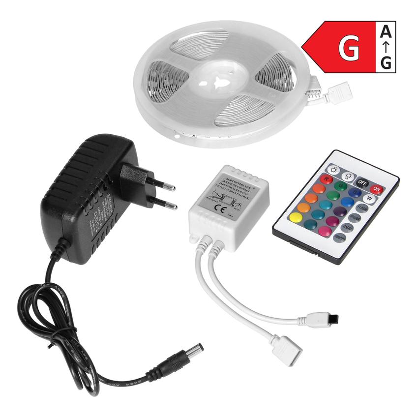 Zestaw taśma LED 12V 5050 100 30L 7.2W/m IP20 RGB 3m +Sterownik RGB +Zasilacz 12V LD-8/3M/RGB/SET ORNO