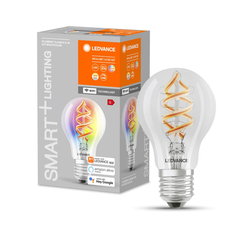 Lampa LED SMART WFA30D4,5W/827230VFilament szkło przezroczysteRGBWE27FS1LEDV