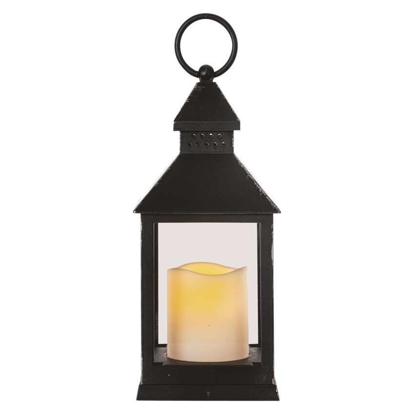Lampion 1 LED świeczka czarny 24 cm 3x AAA vintage IP20 timer DCLV02 EMOS