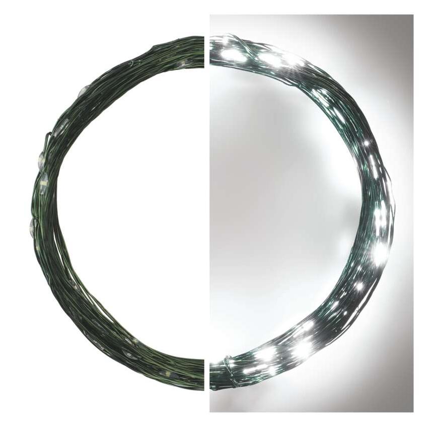 Lampki świateczne nano łezki 75 LED 7,5m zimna biel zielony przewód IP44 timer D3AC04 EMOS
