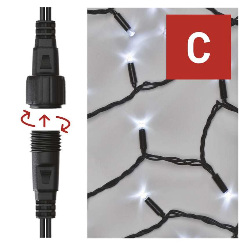 Lampki choinkowe łączone Profi łańcuch 100 LED 10m zimna biel czarny przewód IP44 timer D2AC04 EMOS