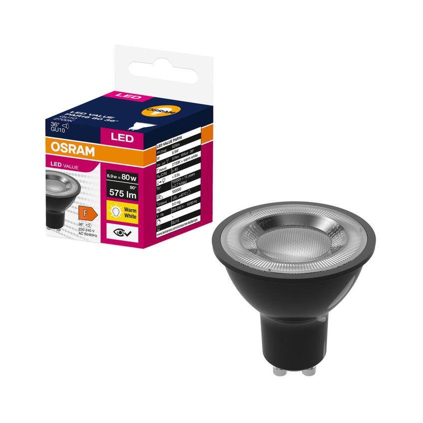 Lampa LED VALUE PAR16 80 36 6,9W/827 230 GU10 BK