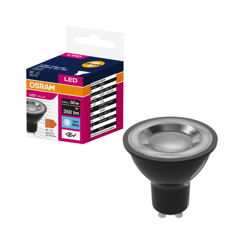Lampa LED VALUE PAR16 50 36 4,5W/840 230V GU10 BK