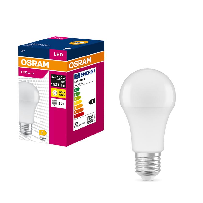 Lampa LED VALUE Classic A100 non-dim plastik 13W 827 E27