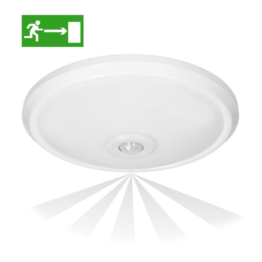 ZONDA LED EMERGENCY 12W/1,2W, plafon z czujnikiem ruchu, 800lm/80lm, IP20, 4000K, poliwęglan mleczny AD-PL-391WLPMR4 ORNO