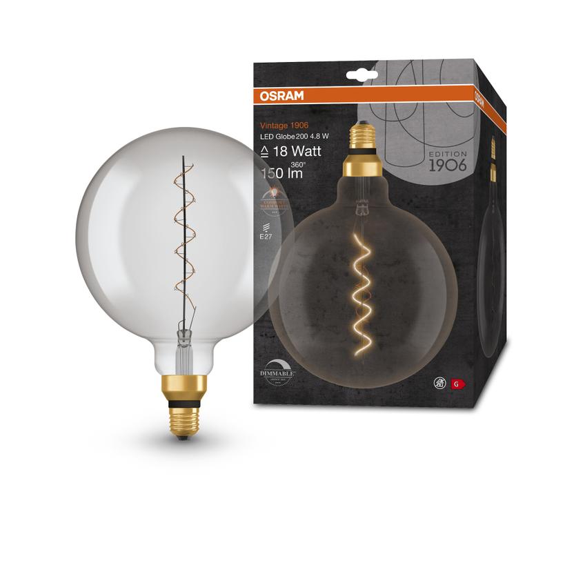 Lampa LED Vintage 1906 SMOKE 200 dim 4,8W/818 szkło przezroczyste E27