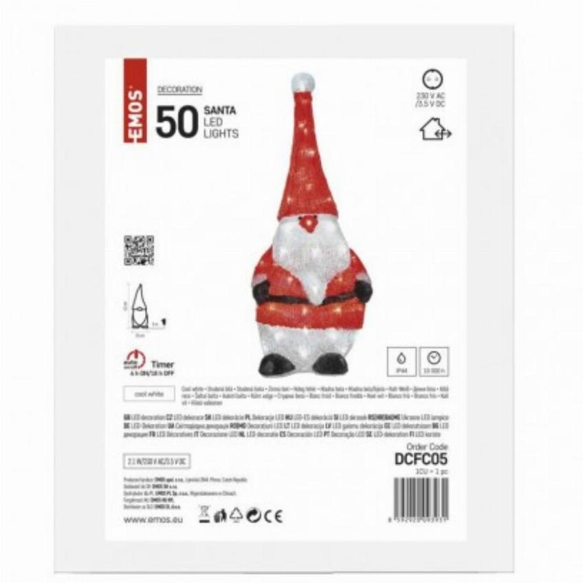Świąteczny skrzat 50 LED 61 cm zimna biel IP44 timer DCFC05 EMOS