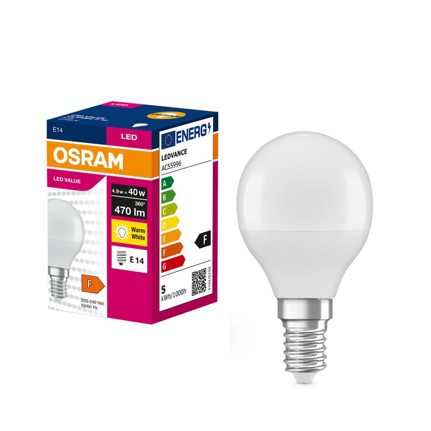 Lampa LED VALUE Classic P40 non-dim plastik 4,9W 827 E14