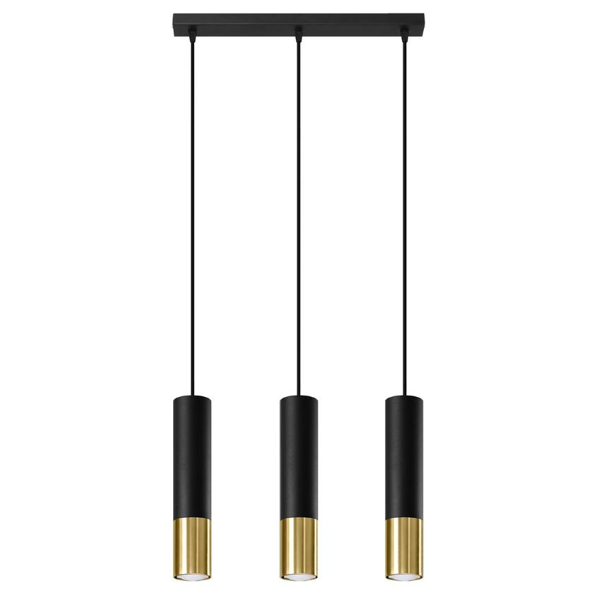 Sollux Lampa wisząca LOOPEZ 3L czarny/złoty SL.0954
