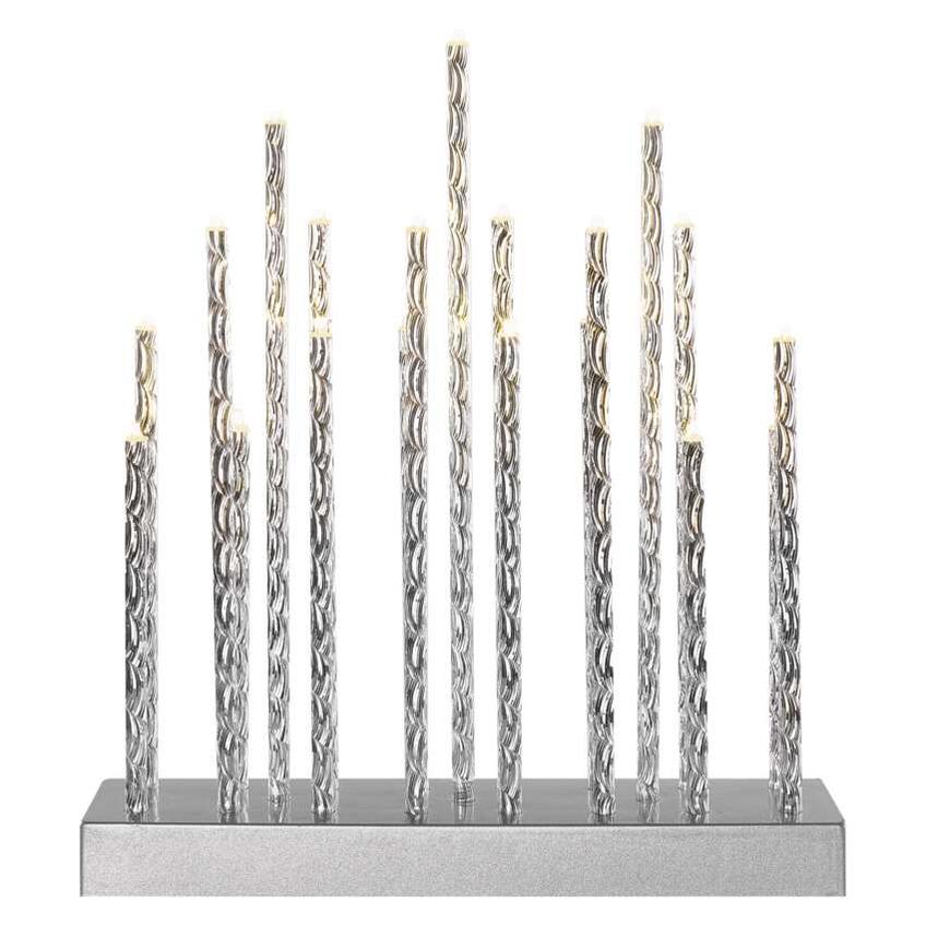 Świąteczny świecznik srebrny 19 LED 28 cm 3x AA ciepła biel IP20 timer DCAW02 EMOS